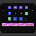 Modern Electronic Control Panel With Colorful Buttons Black Knobs And Pink Accent Strip