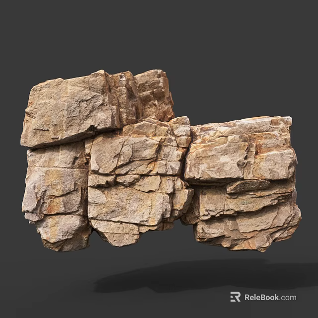 Rustic Stacked Stone Wall With Natural Rock Blocks And Textured Surface Design 3d model 