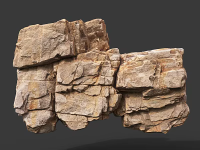 Rustic Stacked Stone Wall With Natural Rock Blocks And Textured Surface Design 3d model