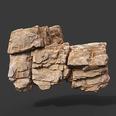Rustic Stacked Stone Wall With Natural Rock Blocks And Textured Surface Design 3d model
