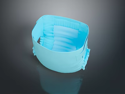 Light Blue Protective Face Mask With Pleated Design And Soft Ear Loops 3d model