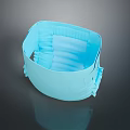 Light Blue Protective Face Mask With Pleated Design And Soft Ear Loops 3d model