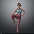 Woman in Blue Sports Bra and Pink Leggings Doing Yoga Pose Standing on One Leg