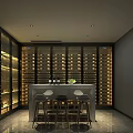 Elegant Wine Cellar Interior Design With Wooden Racks Bar Counter And Stools