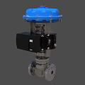 Industrial Valve With Blue Top Red Indicator Black Control Unit And Metal Body