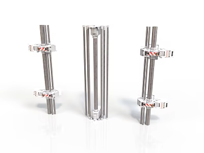 Shiny Industrial Metal Equipment Components With Multiple Rods And Connectors 3d model