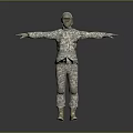 Military Soldier Figure Wearing Camouflage Uniform Helmet Face Mask And Arms Outstretched