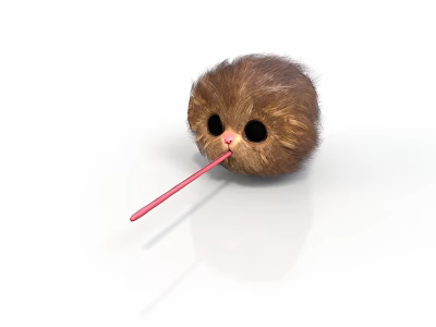 Cute Style Plush Toy Plush Toy Animal Brown Hair Pink Tongue White Background Cute Toy Cartoon Animal Details Hair 3d model