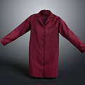 Maroon Long Sleeve Shirt Coat with Collar Pocket and Button Front Design
