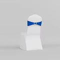 White Chair Cover With Decorative Blue Bow And Elegant Design For Events