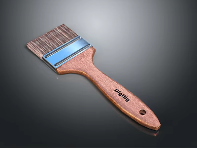 Daolio Brush With Wooden Handle Blue Metal Part And Brown Bristles Design 3d model