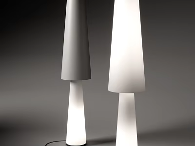 Modern Floor Lamps With Conical Shades And Minimalist Design In White And Gray 3d model