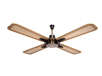 Air Conditioning Fan With Four Wooden Blades Modern Ceiling Mounted Design 3d model