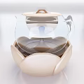 Modern Transparent Glass Electric Kettle With Beige Base Brown Lid And Sleek Design
