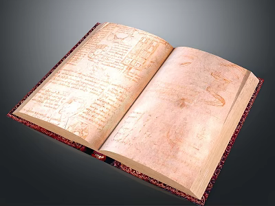Sculpture Carving On Open Ancient Book Pages With Decorative Cover And Patterns 3d model