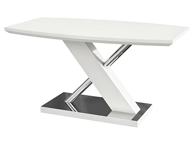 Modern Contemporary Table With White Top Sleek Metal Frame And Black Base 3d model