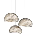 Modern Three White Hemisphere Textured Pendant Lights with Warm Glow 3d model