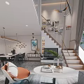 Modern Apartment Interior Design With Living Room Blue Decor Sofa And Kitchen Area