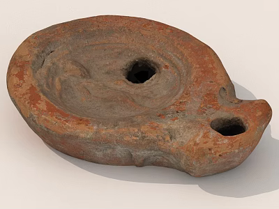Ancient Handcrafted Clay Pottery With Two Holes And Reddish Brown Texture 3d model