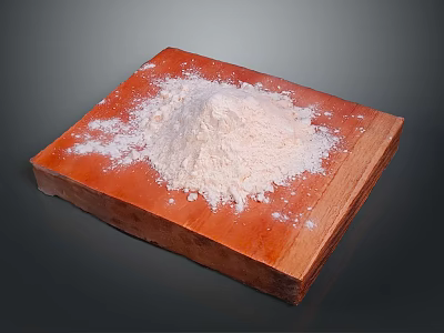 Pile of White Powder on Orange Wooden Board with Smooth Surface 3d model