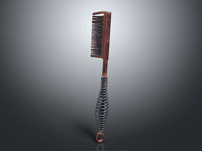 Handcrafted Wooden Comb With Decorative Spiral Handle And Classic Design 3d model