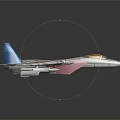 Pink White And Blue Modern Sleek Fighter Jet With Streamlined Wings Engines And Cockpit