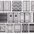 Modern Fence Design Collection Featuring Various Geometric Patterns And Metal Frames 3d model