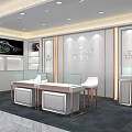 Luxury Jewelry Store Interior With Display Cabinets Watch Exhibits And Marble Floors