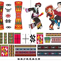 Yao Minority Elements Totem Wall Decoration Yao Minority Elements Totem Border Pattern Traditional Decorative Pattern Drum Figure Pattern 3d model
