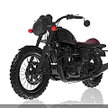 Black Classic Motorcycle With Red Seat Number 87 And Stylish Body Design