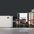 Modern Sales Office Interior Design With Reception Desk And Display Wall