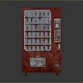 Red Classic Rusty Vending Machine With Glass Door And Control Panel Front