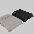Double Bed With Crinkled Texture Bedspread Light Neutral Tone Soft Pillow Modern Minimalist Style