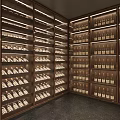 Elegant Modern Wine Cabinet With Glass Doors And Multiple Shelves For Bottles