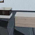 Contemporary Console Table And Side Cabinet Two Tone Light Wood Dark Brown With Metal Legs