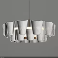 Modern Hanging Chandelier with White Leaf Shaped Shades in Circular Arrangement for Interior Decor