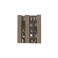 Wooden Storage Shelves With Green Plants Books White Decorative Ornaments And Lamp
