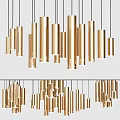Modern Golden Cylindrical Pendant Lights Grouped For Interior Decor Design 3d model