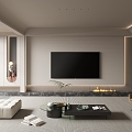 Modern living room TV background 3d model