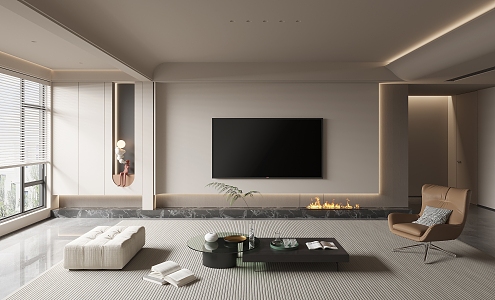 Modern living room TV background 3d model