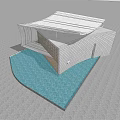 Modern Architectural Design With Unique Roof Structure And Water Features 3d model