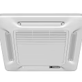 White Ceiling Mounted Air Conditioner Fan With Embedded Grille Panel And Control Buttons