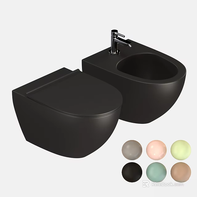 Modern Black Toilet With Sleek Design And Multiple Color Options For Bathrooms 3d model 