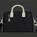 Stylish Black Handbag With White Handle Shoulder Strap And Keychain Accessory 3d model
