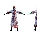 Game Movie Character in Bloodstained White Robe with Mask and Extended Arms