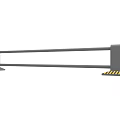 Metal Safety Fence With Vertical Posts Horizontal Rail And Yellow Black Warning Bases