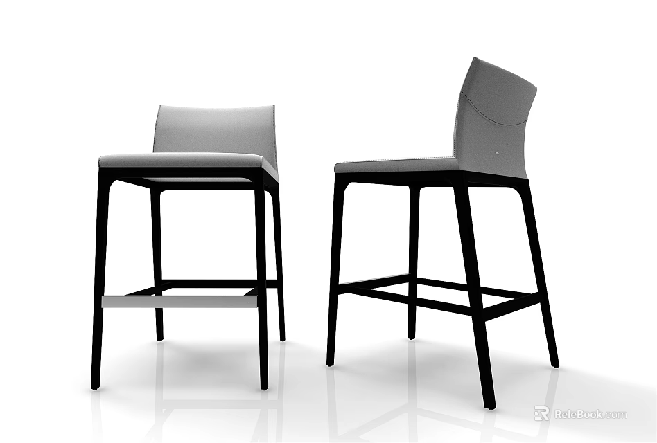 Modern Bar Stools With Two Tone Design And Black Metal Frame Structure 3d model