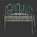 Green Metal Bed Frame Bedroom Furniture With Cozy Plaid Blanket And White Pillow