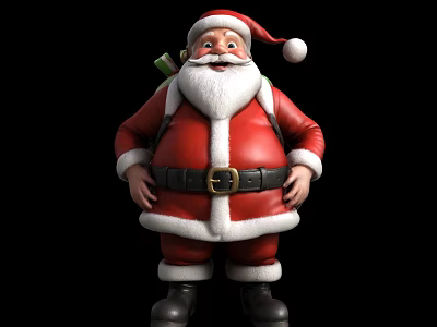 Game Movie Character Santa Claus In Red Costume With White Beard And Sack 3d model