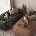 Casual sofa multi-person sofa 3d model